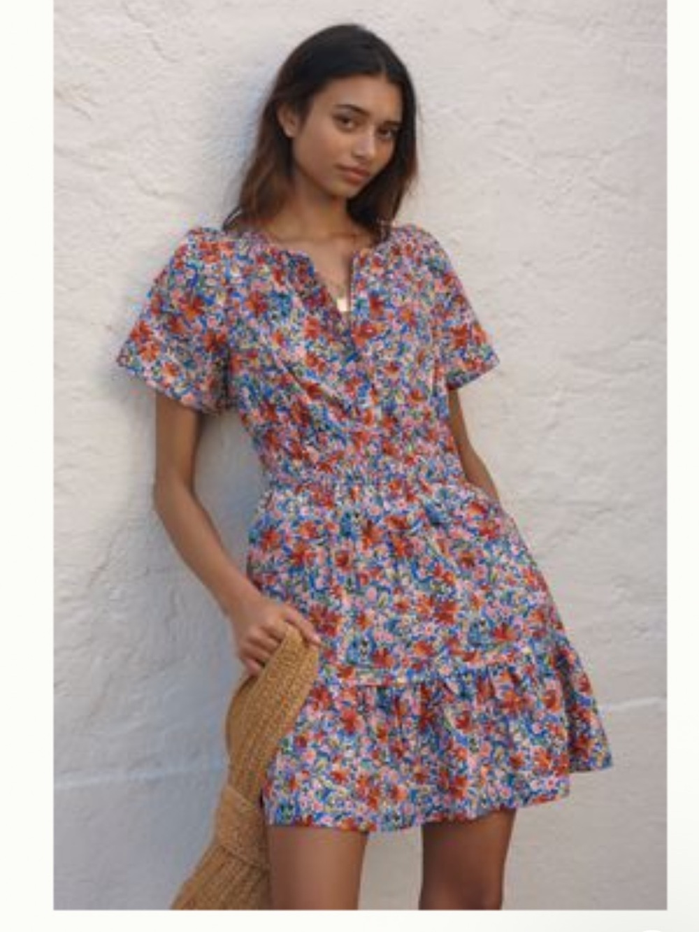Anthropologie Somerset Mini Smocked Waist Short Dress in Multicolor M